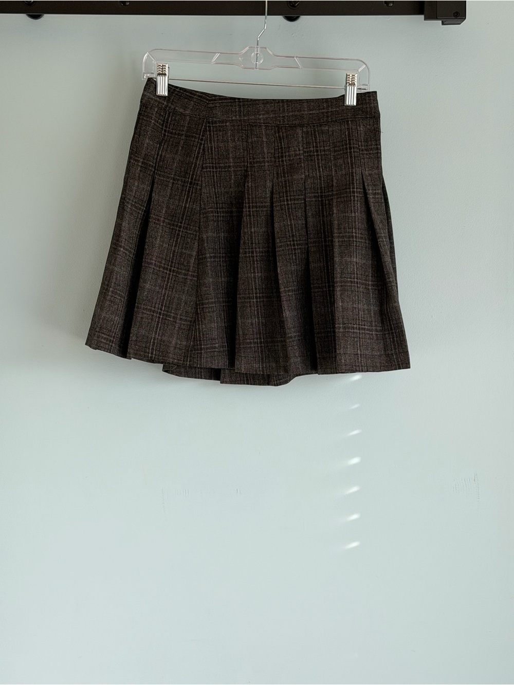 Emory Park Women’s Large Charcoal Gray Plaid Pleated Mini Skirt Dark Academia Pr
